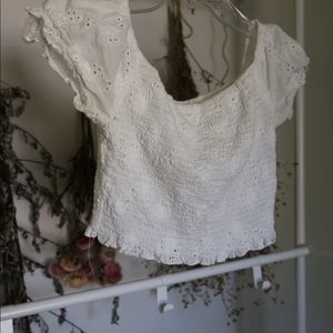 White eyelet crop top